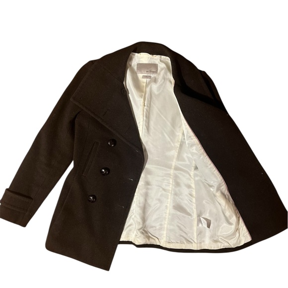 Wilfred Dark Mocha Brown Wool Cashmere Double-Breasted Pea Coat - Picture 3 of 11